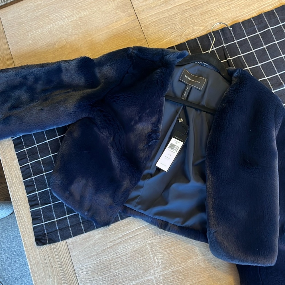 BCBG maxazria faux fur crop jacket